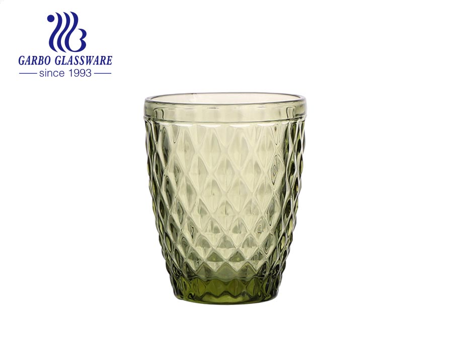 Vasos de vidrio de beber de agua de color verde de 270 ml para hotel