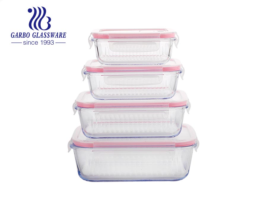 Paquete de 5 recipientes de cristal con tapas apilables de 30 onzas para  alimentos con tapa de vidrio apilable, lonchera hermética, caja de almuerzo
