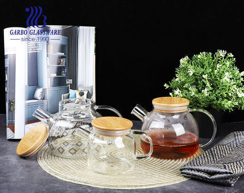 480ml pyrex borosilicate glass tea pot with wooden lid for hot tea  Manufacturer
