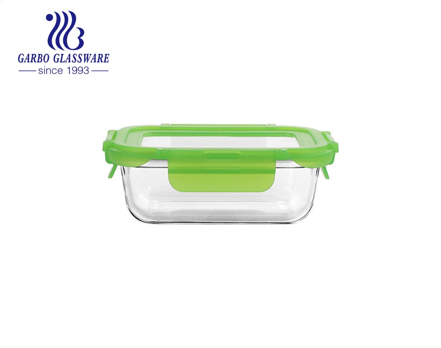 Rectángulo comida de microondas de vidrio resistente al agua el