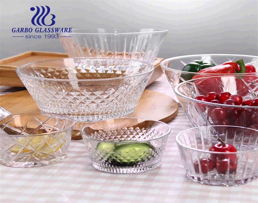 Factory Low Price Large Salad Bowl Mixing Size Clear Glass Fruit