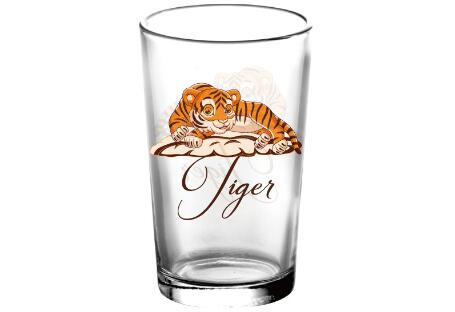 Manufacturer Glass Cup Wine Juice Water Highball Glasses Tumbler Glass Cup with Tiger Design