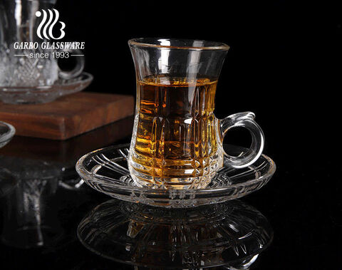 120ml Small Glass Tea Cup Classic Cut Arabic Tea Cup Clear Engraved  Sunflower Tea Glass with Foot - China Tea Cup and Tea Glass price