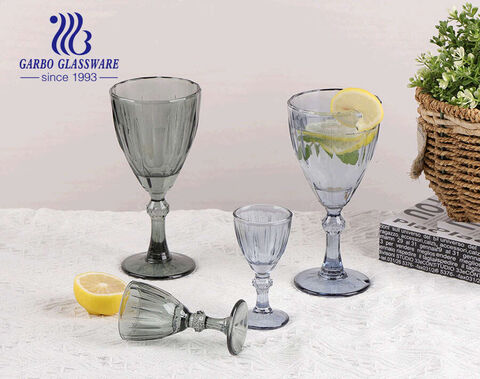6 Pieces Pack 50ml Vintage Embossed Goblet Pressed Cheap Wholesale Shot Glass  Cups Set For Wine