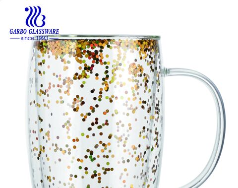 Glitter Double Wall Glass Mug Confetti Double Wall Cup- TongyiGift