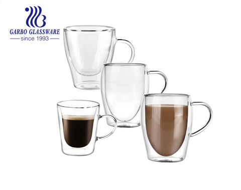 Usine de tasses à café à double paroi en verre borosilicaté