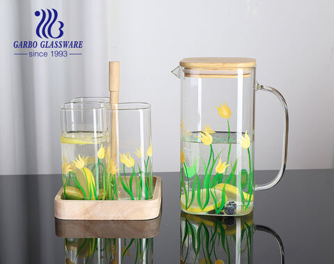 Minimalist Glass Pitcher With Bamboo Lid High Borosilicate - Temu