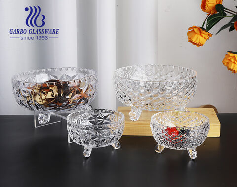 Juego de vajilla de cristal con diseño en relieve transparente, juego de  frutero de cristal de