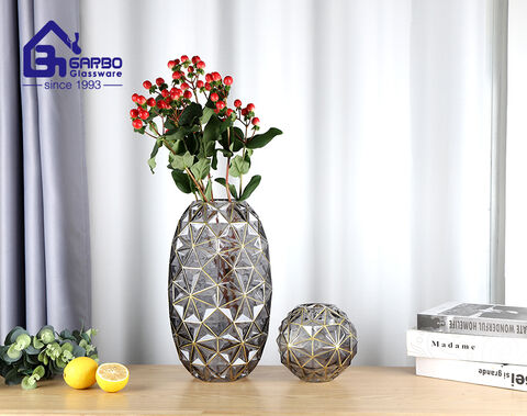 Large size spraying color glass flower vase for decor decor