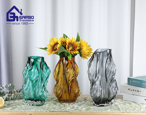 Decorative Green Color Tree Root Design Glass Vases 10.4 Inches Height