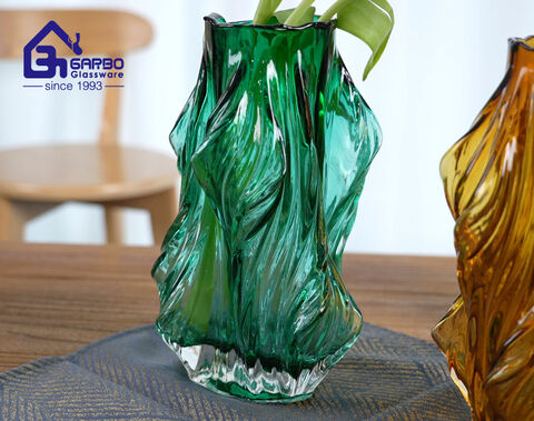 Decorative Green Color Tree Root Design Glass Vases 10.4 Inches Height