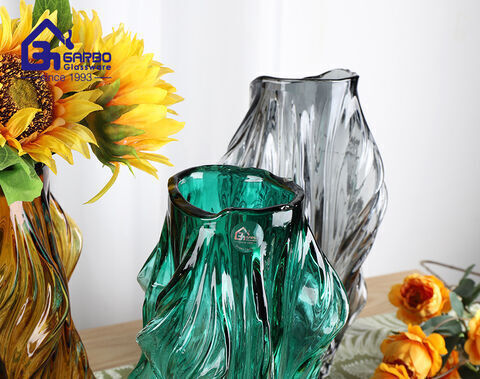 Decorative Green Color Tree Root Design Glass Vases 10.4 Inches Height