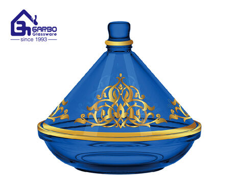 Arabic Style Glass Candy Pot Spraying Colored Tajine Candy Jar with Decal