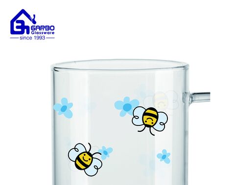 450ml single wall glass water mug in high borosilicate material