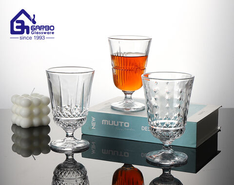 2024 New Trendy Embossed Design Sherry Wine Glass with Short Stem