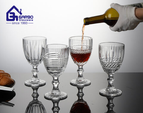 Stemware Wine Glass Cup Engraved Design Glass Goblet