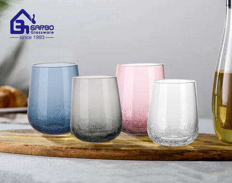 Luxury Stemless Wine Glass with Artistic Design for European and American market