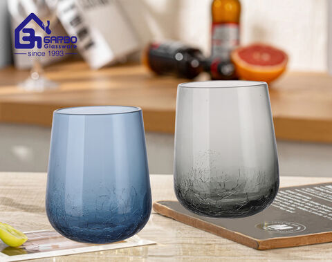 Luxury Stemless Wine Glass with Artistic Design for European and American market