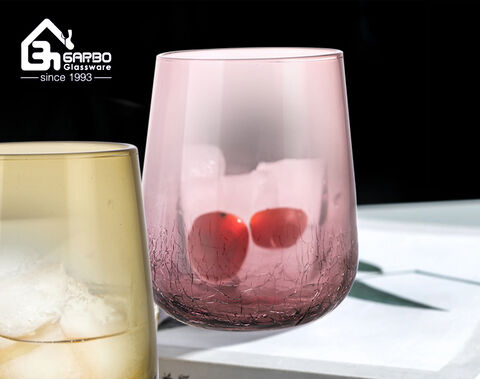 Luxury Stemless Wine Glass with Artistic Design for European and American market