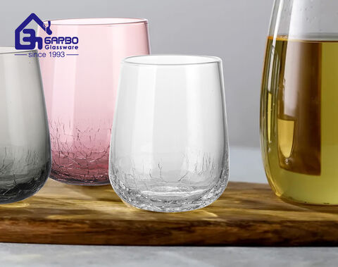 Elegant stemless wine glass cup with colorful design for middle market