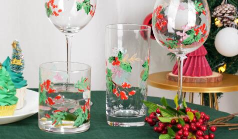 New decal design drinking glass cup for Christmas promotion