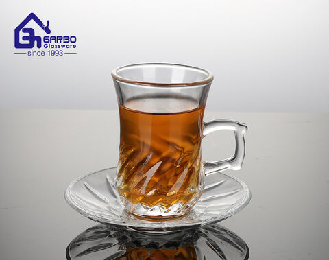 High quality glass cup and saucer set for Arab tea service