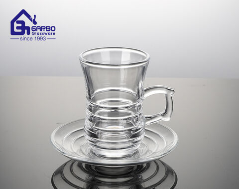 High quality glass cup and saucer set for Arab tea service