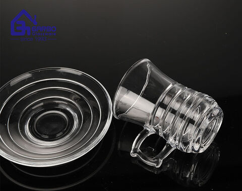 High quality glass cup and saucer set for Arab tea service