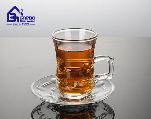 High quality glass cup and saucer set for Arab tea service