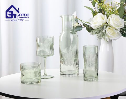 luxury elegant water glass tumblers with spraying green color