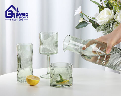 luxury elegant water glass tumblers with spraying green color