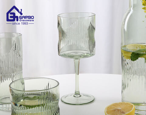 luxury elegant water glass tumblers with spraying green color