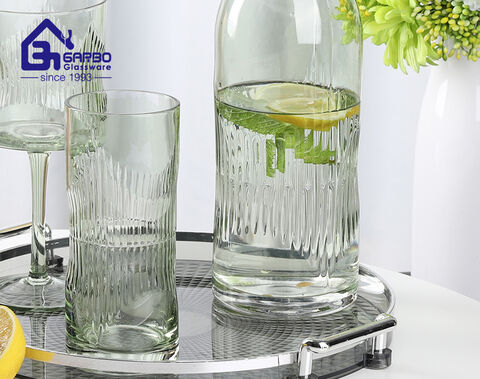 luxury elegant water glass tumblers with spraying green color