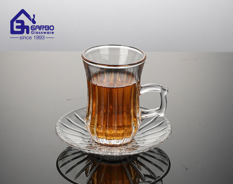 Luxury tea glass cup and saucer set for Arab and Dubai market