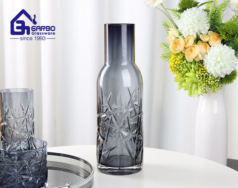 Handmade solid grey color long drink glass tumbler 350ml