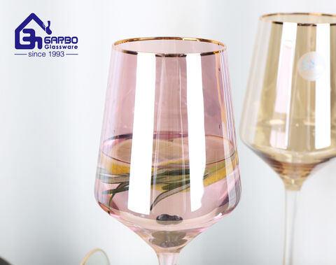 Gold rim blowing glass tumbler for wine colored glassware drinking cup