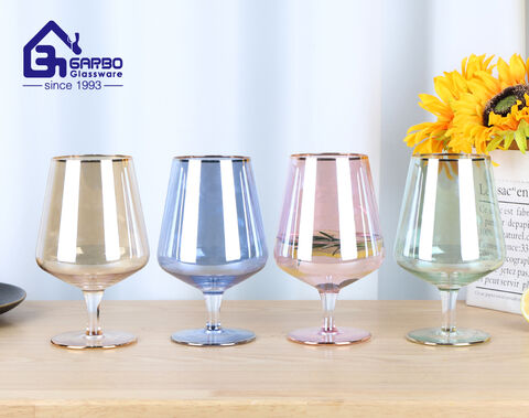 Spraying color glasses goblet glass with short stem handmade brandy glasses