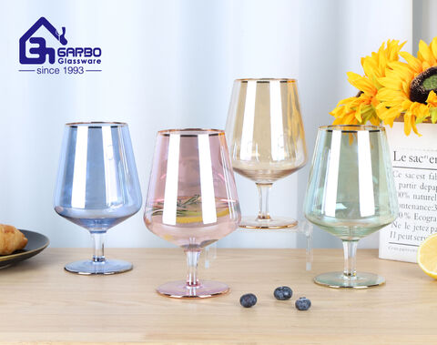 Spraying color glasses goblet glass with short stem handmade brandy glasses