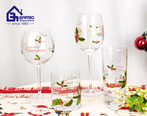 Christmas design stemware wine cup 550ml drinking glass goblet
