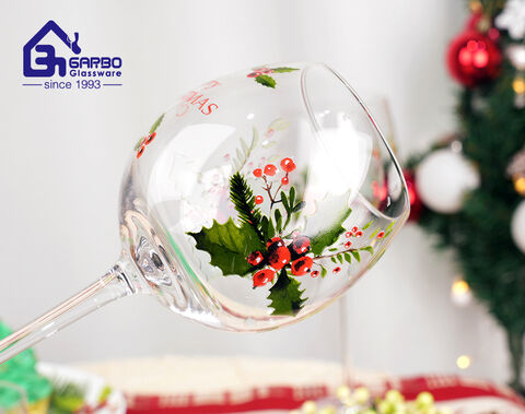 Christmas design stemware wine cup 550ml drinking glass goblet