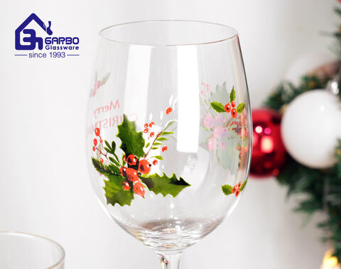 Christmas design stemware wine cup 550ml drinking glass goblet