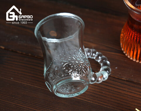 machine pressed elegant engraved glass tea with new designs