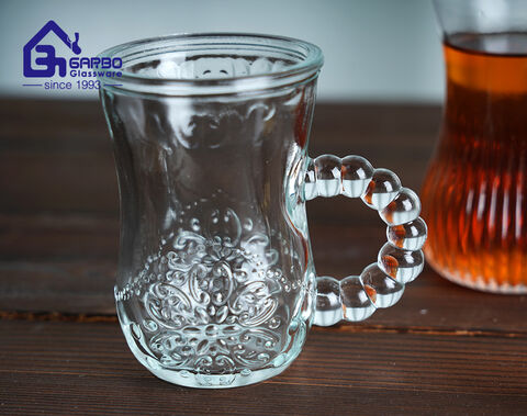 machine pressed elegant engraved glass tea with new designs