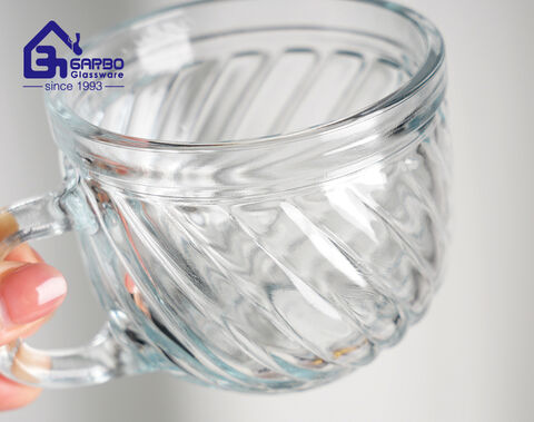 260ml transparent glass tea mug with engraved new designs