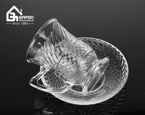 New Design Glass Teacup with Saucer Hot Sales Glass Drinking Set