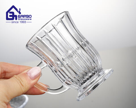 Engraved Pattern New Tea Glass Mug with Dish Tea Drinking Glasses