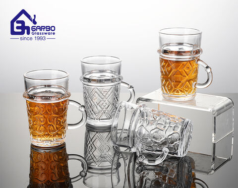 High-white quality new design Arabic tea glass mug with flower pattern