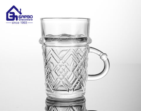 High-white quality new design Arabic tea glass mug with flower pattern