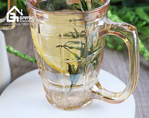 High-end 290ml beer glass mug with amber color decor for Middle East market