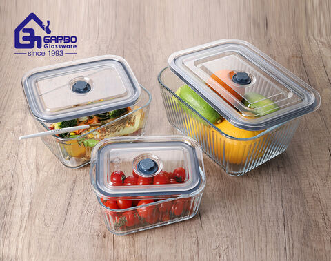 Food Storage Container Oven Use Safe Glass Bowl Set with H Line Design